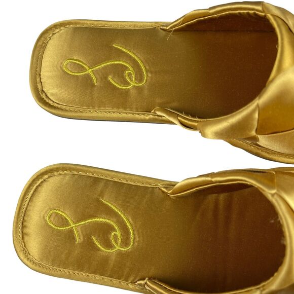 Sam Edelman Women's Rhys Satin Woven Slippers 6M Gold Yellow Slip On House Shoes - Picture 8 of 12